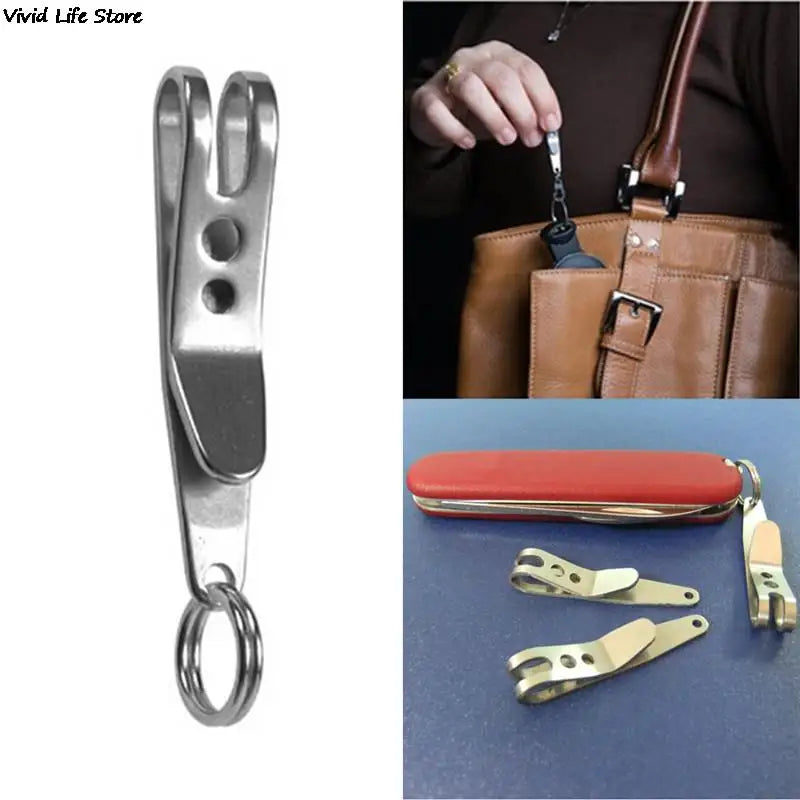 1/5Pcs EDC Bag Clip with Key Ring Carabiner Stainless Steel Outdoor Quicklink Tool