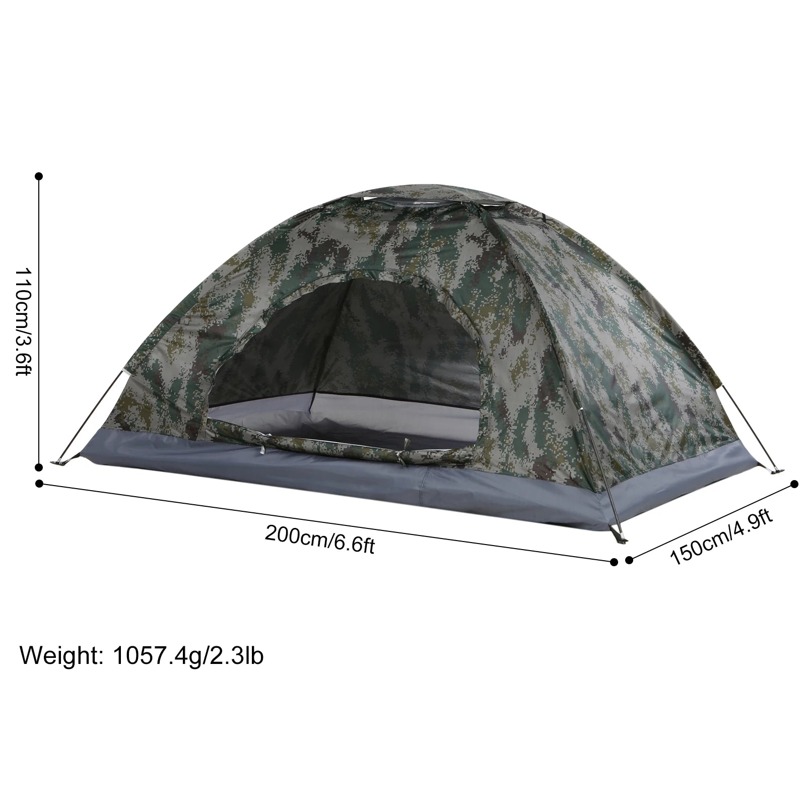 1/2 Person Ultralight Camping Tent Single Layer Portable Hiking Tent Anti-Uv Coating UPF 30+ for Outdoor Beach Fishing
