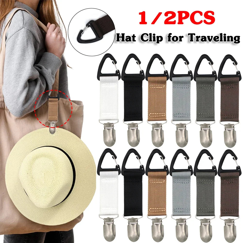 1/2Pcs Hat Clips for Traveling Hanging on Bag Handbag Backpack Luggage for Kids Adults Outdoor Camping Travel Beach Accessories