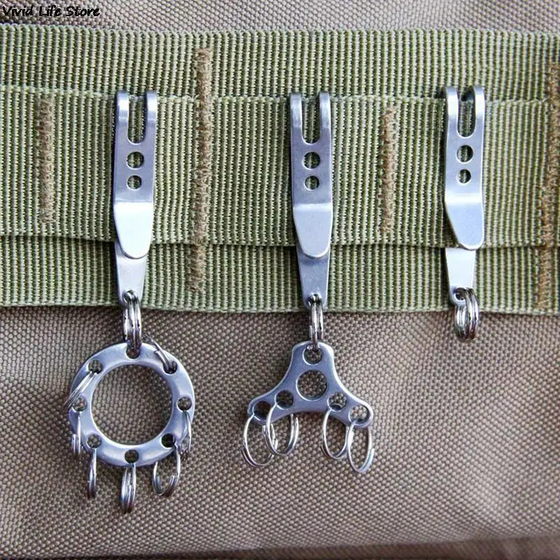 1/5Pcs EDC Bag Clip with Key Ring Carabiner Stainless Steel Outdoor Quicklink Tool